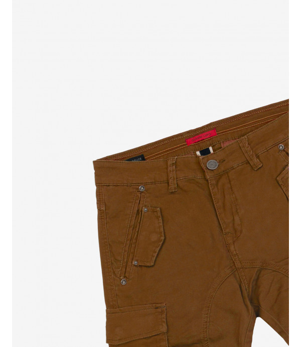 Ribbed slim fit cargo trousers