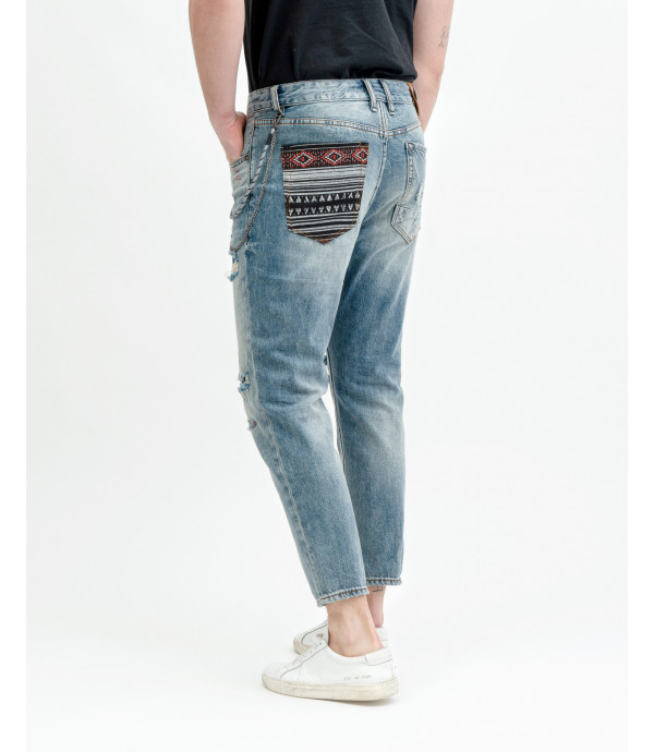 Mike carrot cropped fit jeans with patches