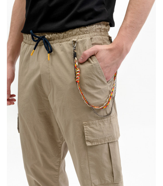 Drawstring cargo trousers with accessory