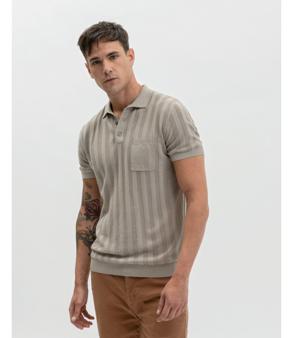 Polo shirt with vertical seethrough stripes