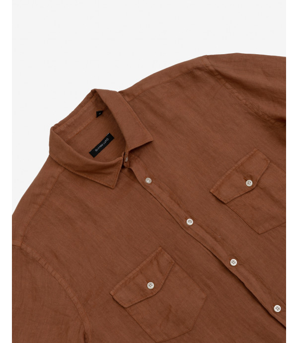 Linen shirt with chest pocket