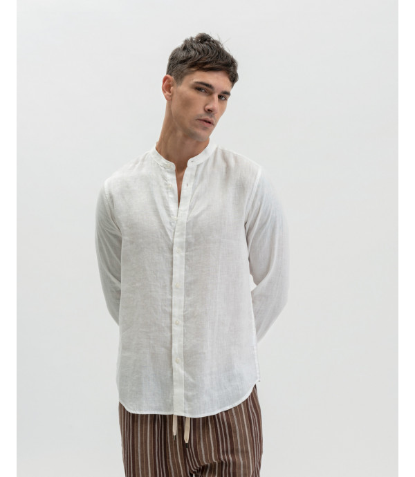 Mandarin collar linen shirt