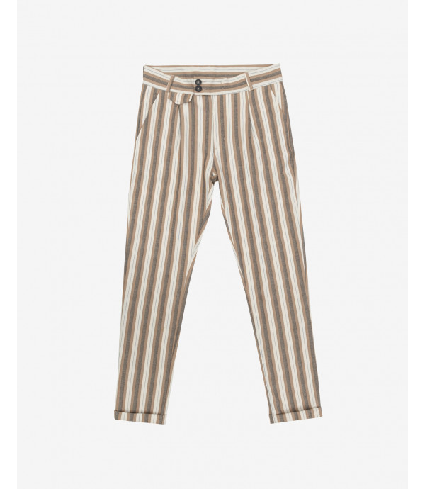 Linen mix striped trousers