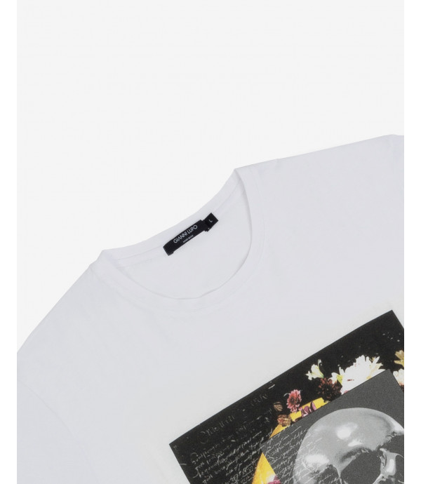 Skull and flowers print t-shirt