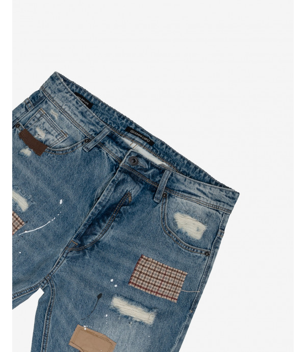 Bruce regular jeans with paint droplets, rips and patches