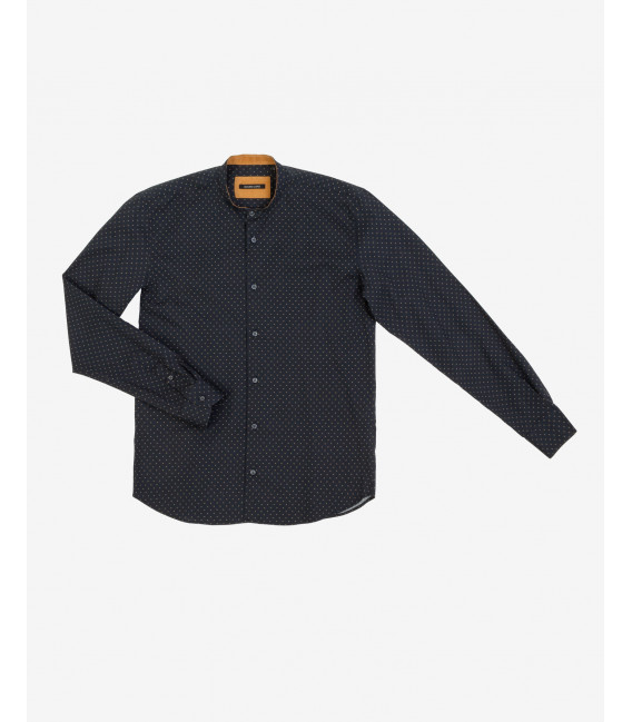 Mandarin collar shirt in dotted pattern