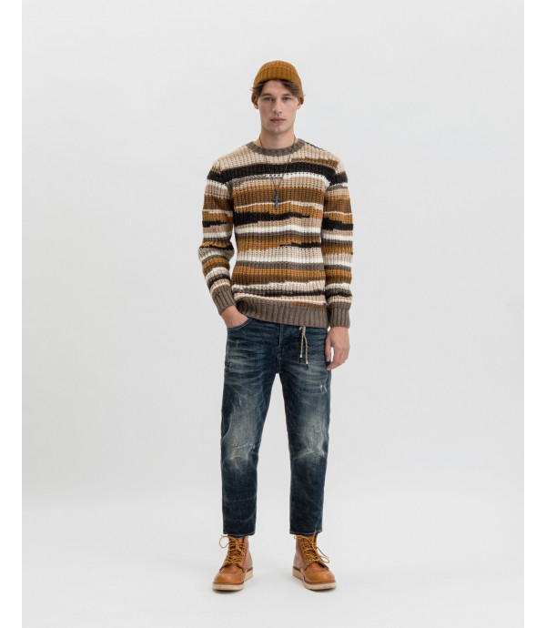 Mike carrot cropped jeans dark wash with whiskers