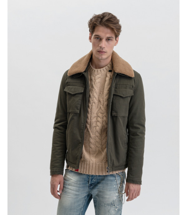 Military style jacket with shealing collar