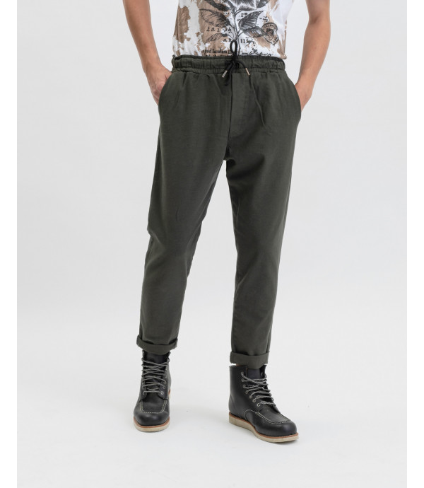 Micro patterned drawstring trousers