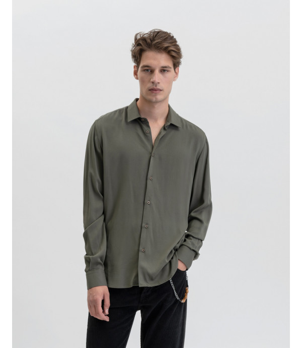 Viscose shirt in military green