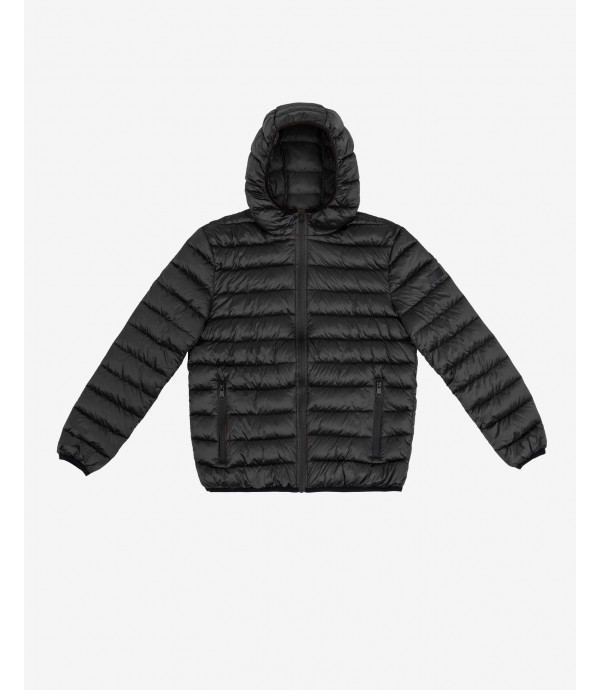 Hooded basic puffer jacket in black