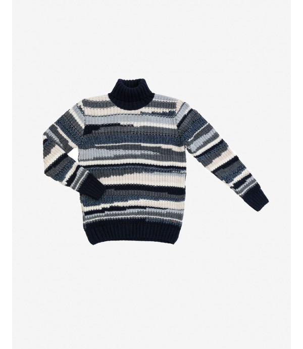 Turtleneck with intarsia in blue
