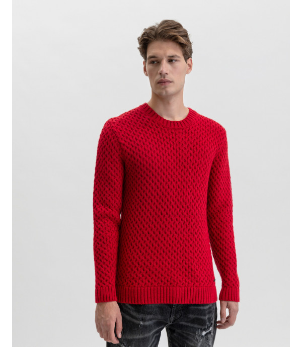 Wool blend knitted sweatwer in red