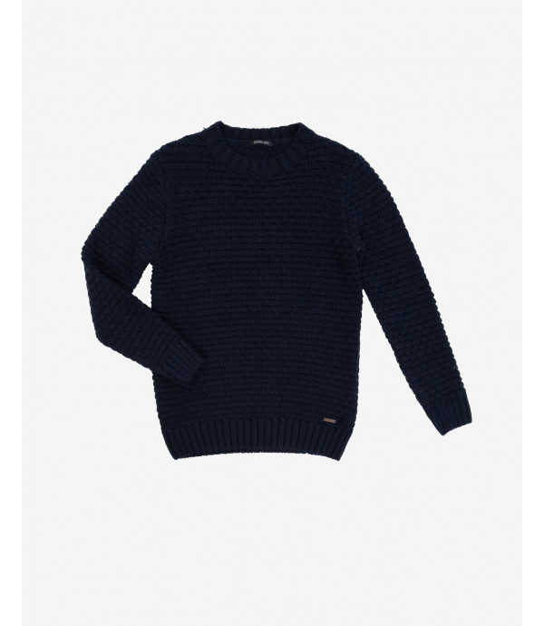 Textured knitted jumper in blue