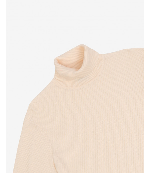 Patterned turtleneck sweater in cream