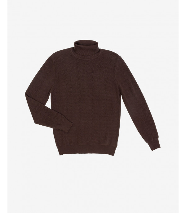 Cable knit turtleneck sweater in coffee