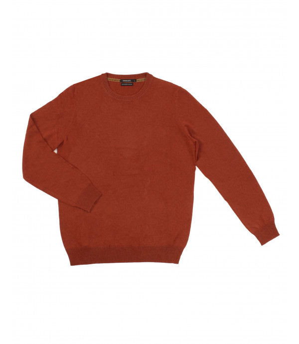 Cashmere blend crewneck sweater in rust