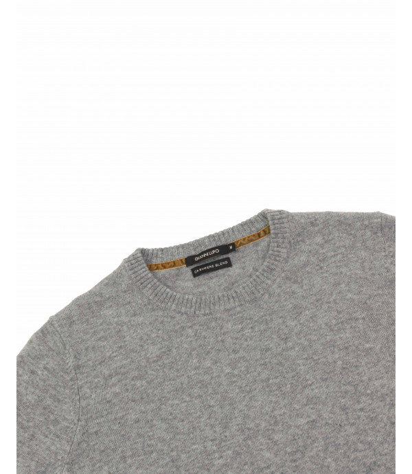 Cashmere blend crewneck sweater in grey