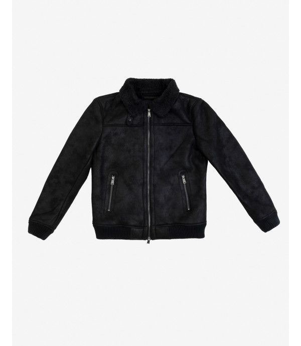 Shearling bomber jacket in black