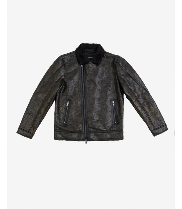 Faux leather jacket with shearling lining