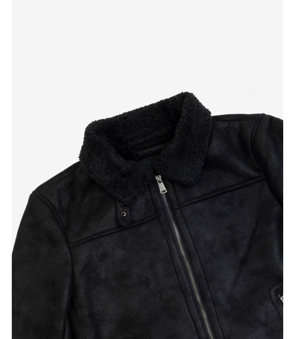 Shearling bomber jacket in black