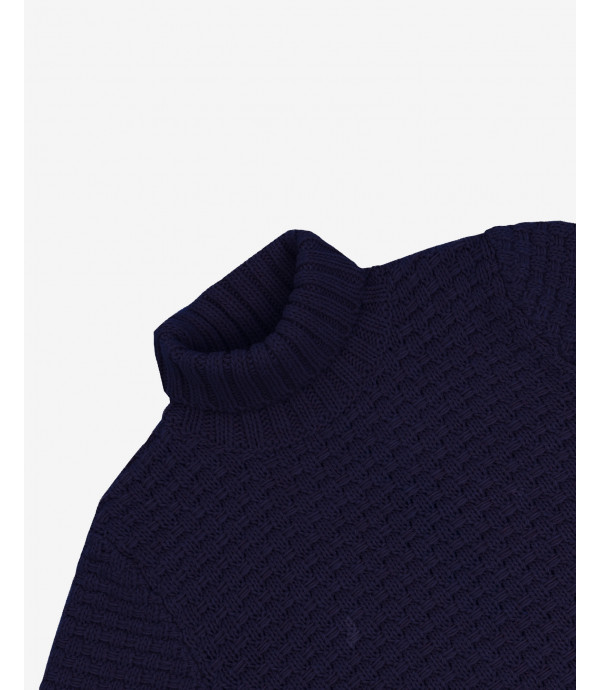 Knitted turtleneck jumper in blue