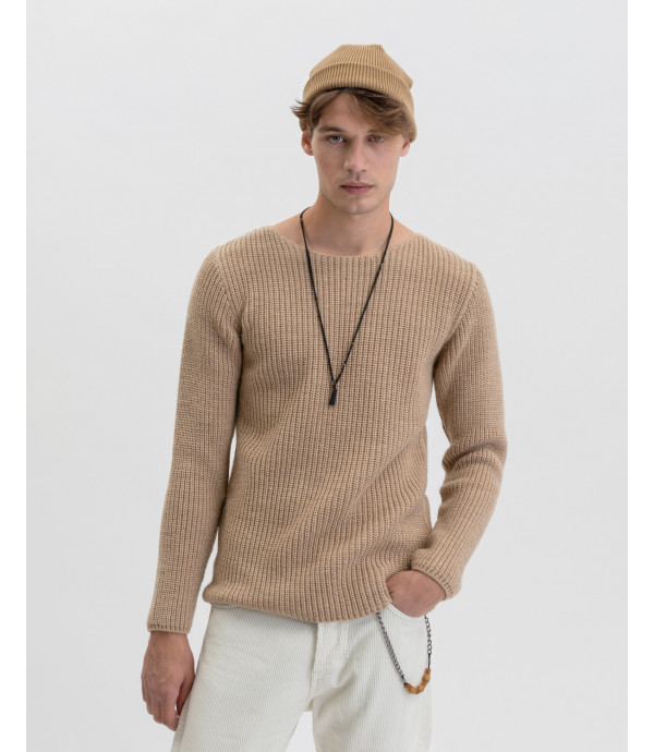 Ribbed wide neck sweater