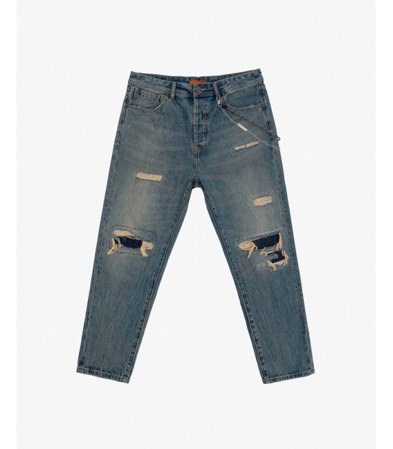 Jeans MIKE carrot cropped fit effetto rip and repair