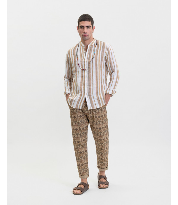 Casual drawstring trousers with tribal print