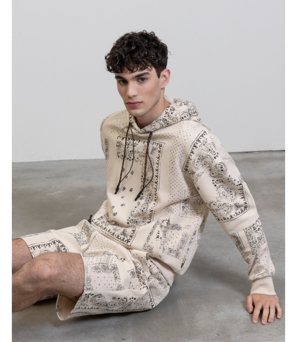 Oversize hoodie with all over bandata print