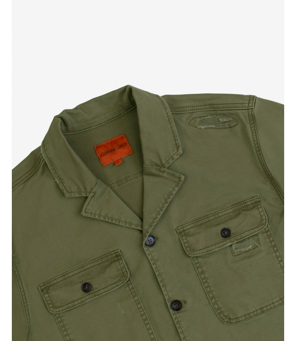 Overshirt con effetto rip and repair