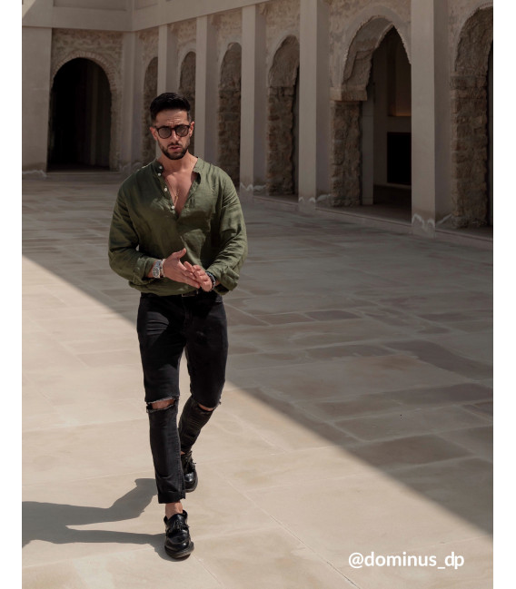 Camicia serafino in lino