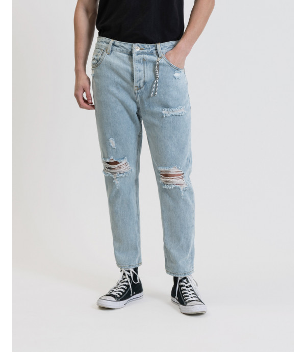 MIKE carrot cropped jeans with rips