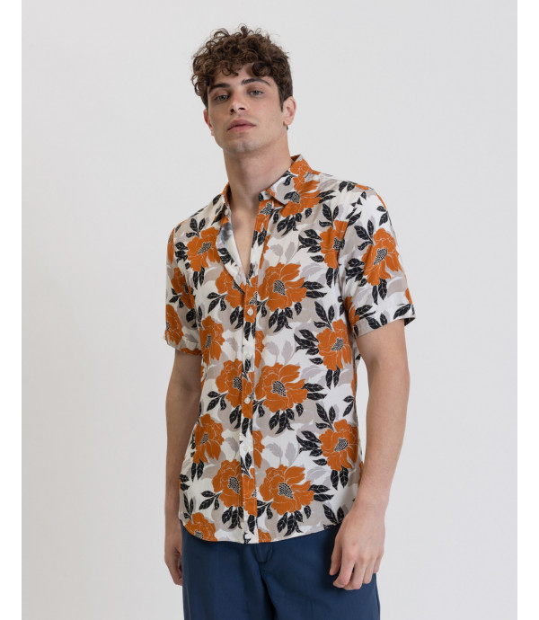 Floral print Hawaiian shirt in viscose