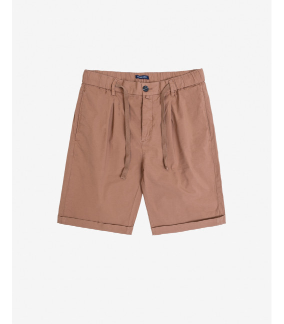 Chinos shorts with elastic waist and pleats