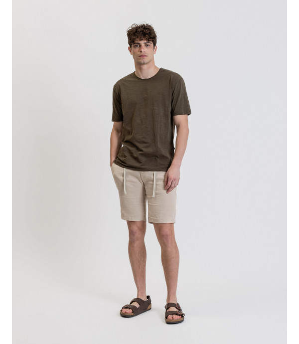 Linen mix drawstring shorts