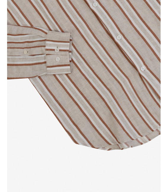 Linen striped mandarin shirt