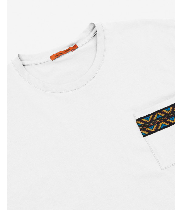 T-shirt with decorated chest pocket