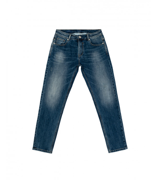 Bruce regular fit medium wash jeans with whiskers