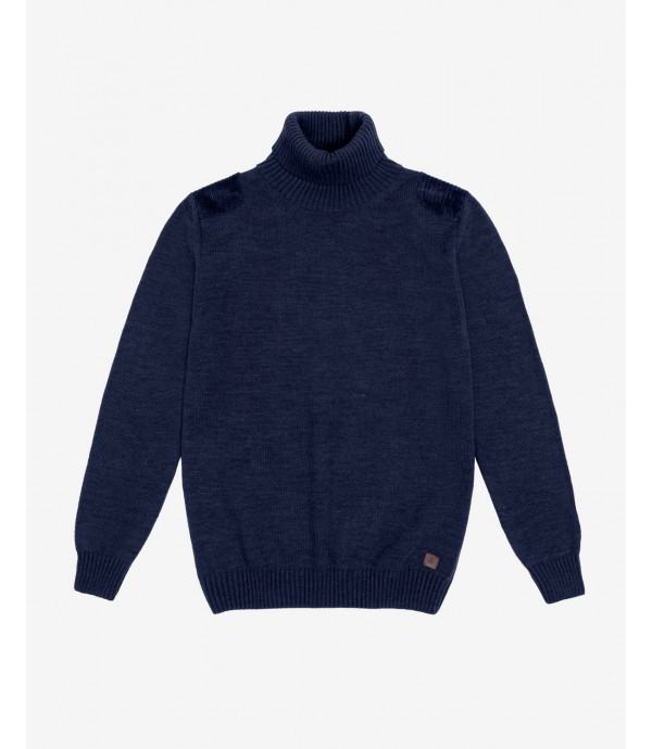 Wool blend turtleneck sweater with corduroy patches