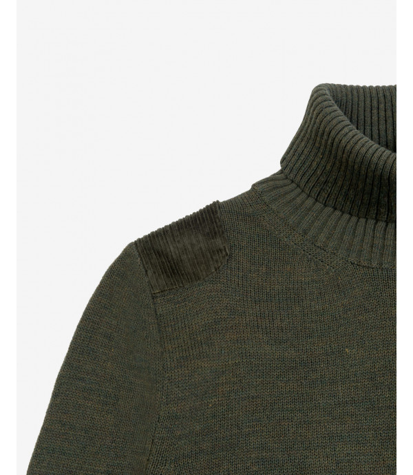 Wool blend turtleneck sweater with corduroy patches