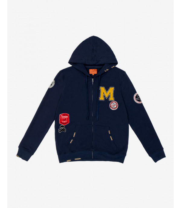 Zipped hoodie with patches
