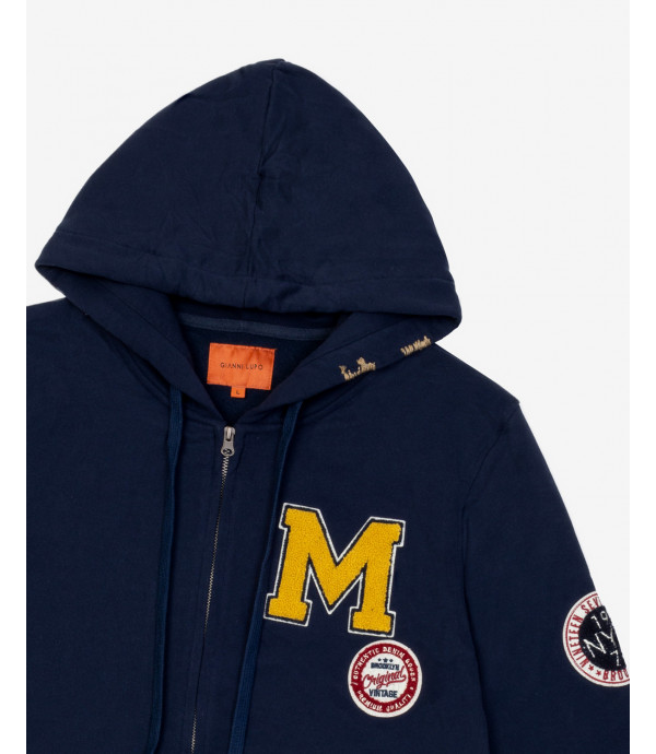 Zipped hoodie with patches