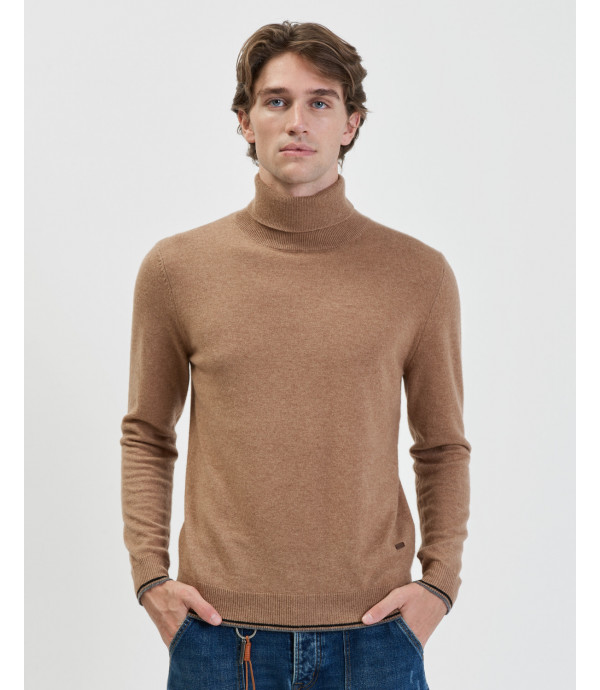 Cashmere blend turtleneck sweater with contrasting edges