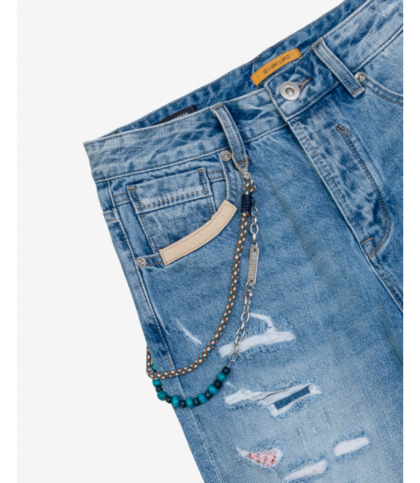 Mike carrot cropped jeans with rip&repair and patches