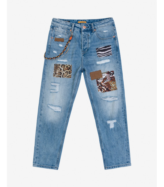 Mike carrot cropped jeans with rips and patches