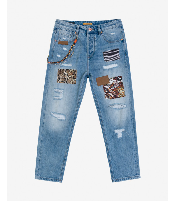 More about Mike carrot cropped jeans with rips and patches