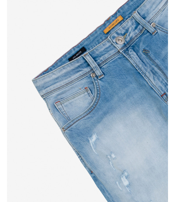 Jeans bruce regular fit stone wash con strappi