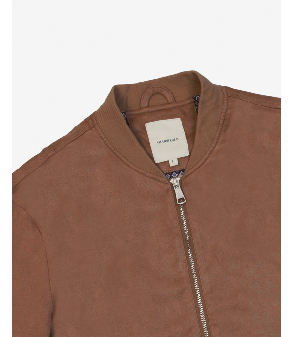 Faux-suede bomber jacket