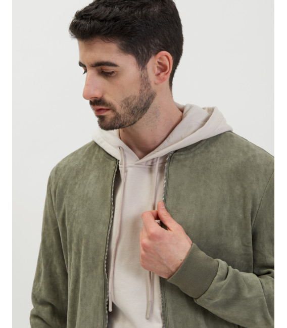 Giubbotto bomber effetto camoscio